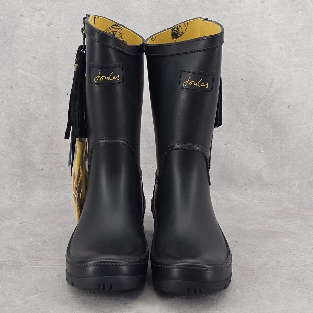 New Joules Rain Boots Mid Calf Rosalind Black‎ Boots Size US: 5 UK: 3 - Picture 2 of 14